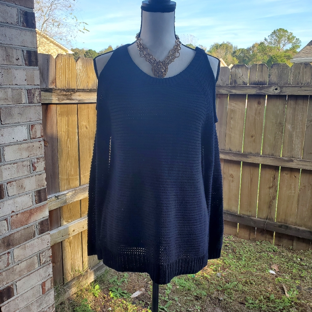 R D Style Cold Shoulder Knit Sweater